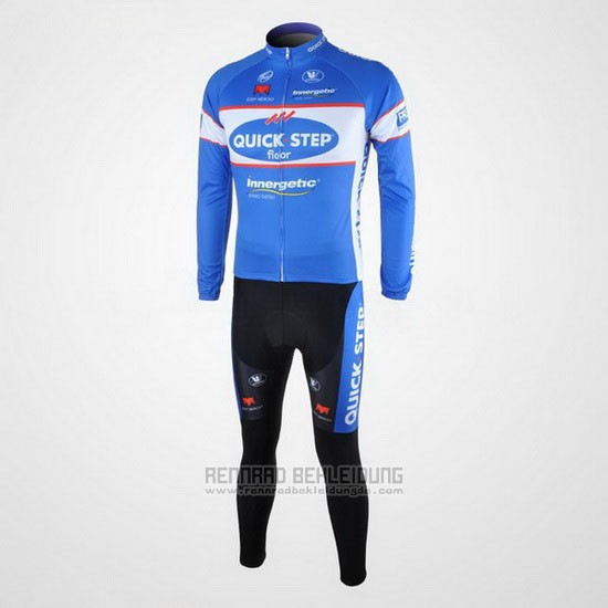 2010 Fahrradbekleidung Quick Step Floor Azurblau Trikot Langarm und Tragerhose - zum Schließen ins Bild klicken